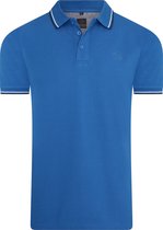 Mario Russo - Heren Polo SS Tipped Polo Edward - Blauw - Maat 3XL