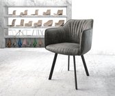 Gestoffeerde-stoel Elda-Flex met armleuning 4-Fuß oval zwart grijs vintage
