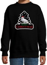 Dieren kersttrui uil zwart kinderen - Foute uilen kerstsweater jongen/ meisjes - Kerst outfit dieren liefhebber 7-8 jaar (122/128)