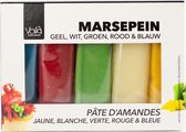 Voila Marsepein Set Wit Geel Blauw Rood Groen - Rolmarsepein 5 x 100 gram