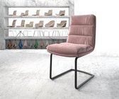 Gestoffeerde-stoel Abelia-Flex sledemodel rond zwart fluweel rosé