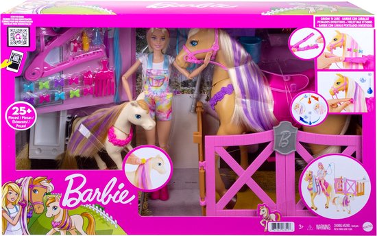 Barbie Paardenverzorging, Pop, Paarden en Speelset