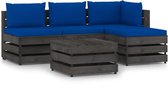 Decoways - 5-delige Loungeset met kussens grijs geïmpregneerd hout