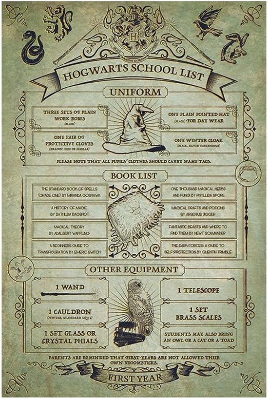 HARRY POTTER - Affiche 61x91 - Liste des École de Poudlard
