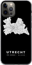 Geschikt voor iPhone 12 Pro hoesje - Utrecht - Zwart - Wegenkaart Nederland - Siliconen Telefoonhoesje