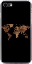 Geschikt voor iPhone SE 2020 hoesje - Wereldkaart - Doek - Kaart - Siliconen Telefoonhoesje