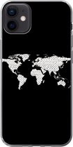 Geschikt voor iPhone 12 mini hoesje - Wereldkaart - Patronen - Zwart - Siliconen Telefoonhoesje