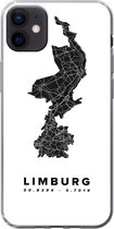 Geschikt voor iPhone 12 mini hoesje - Limburg - Nederland - Wegenkaart - Siliconen Telefoonhoesje