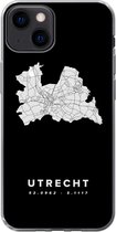 Geschikt voor iPhone 13 hoesje - Utrecht - Zwart - Wegenkaart Nederland - Siliconen Telefoonhoesje