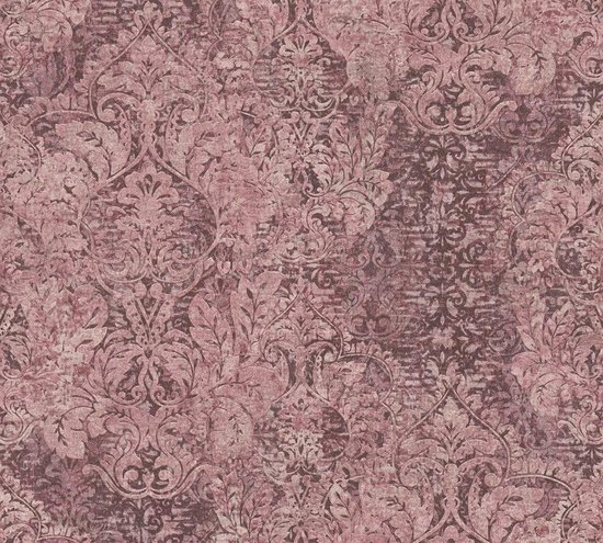 VINTAGE ORNAMENTEN EN BLOEMEN | Met Glitters - roze paars lila - Livingwalls Mata Hari