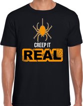 Halloween - Creep it real halloween verkleed t-shirt zwart - heren - spin - horror shirt / kleding / kostuum S