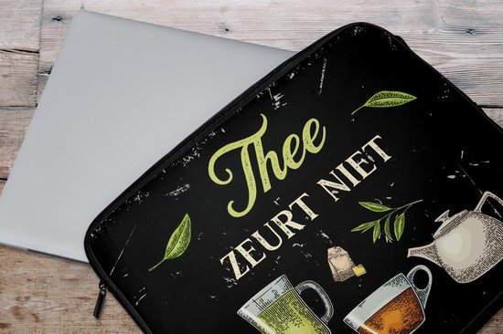 Housse pour ordinateur portable 15 pouces - Thee - Verres - Théière - Housse pour ordinateur portable - Cadeau pour femme - Cadeau Saint Valentin femme