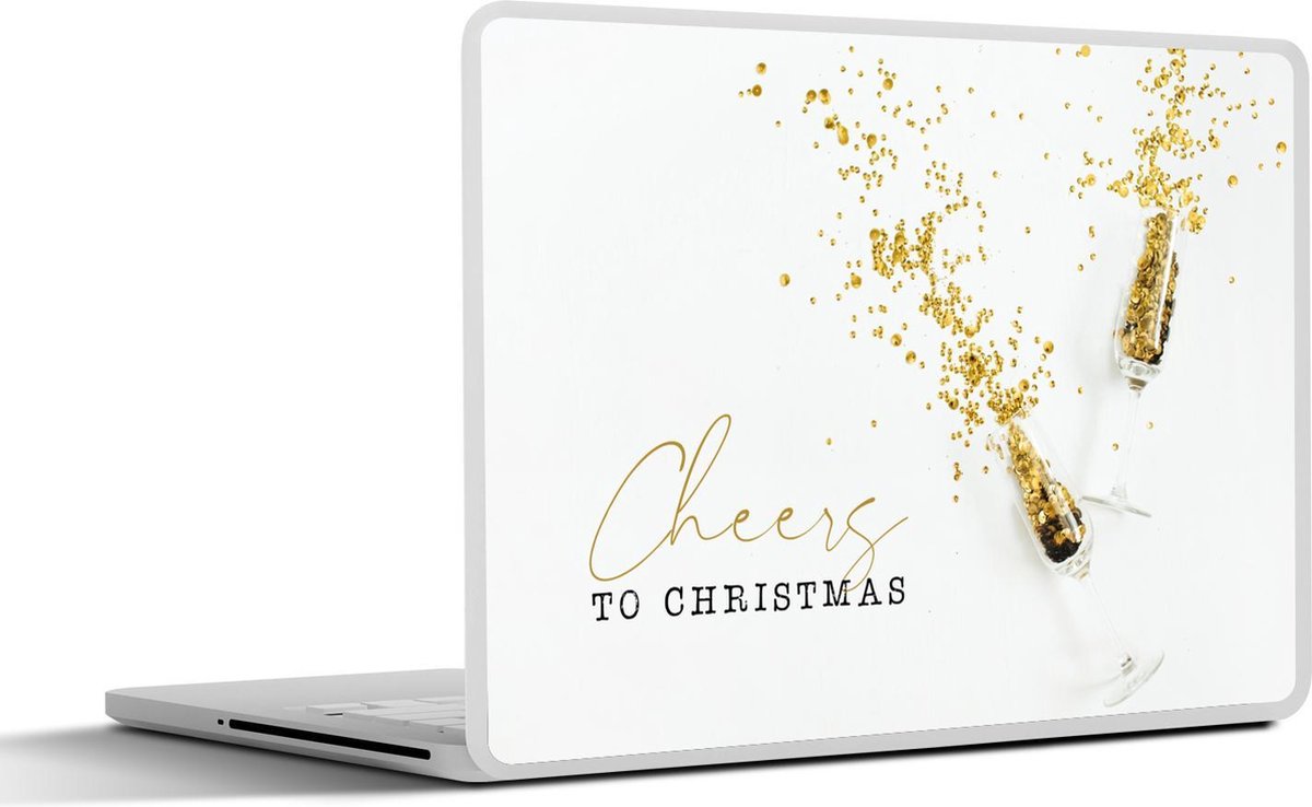 Afbeelding van product SleevesAndCases  Laptop sticker - 14 inch - Winter - Goud - Wit