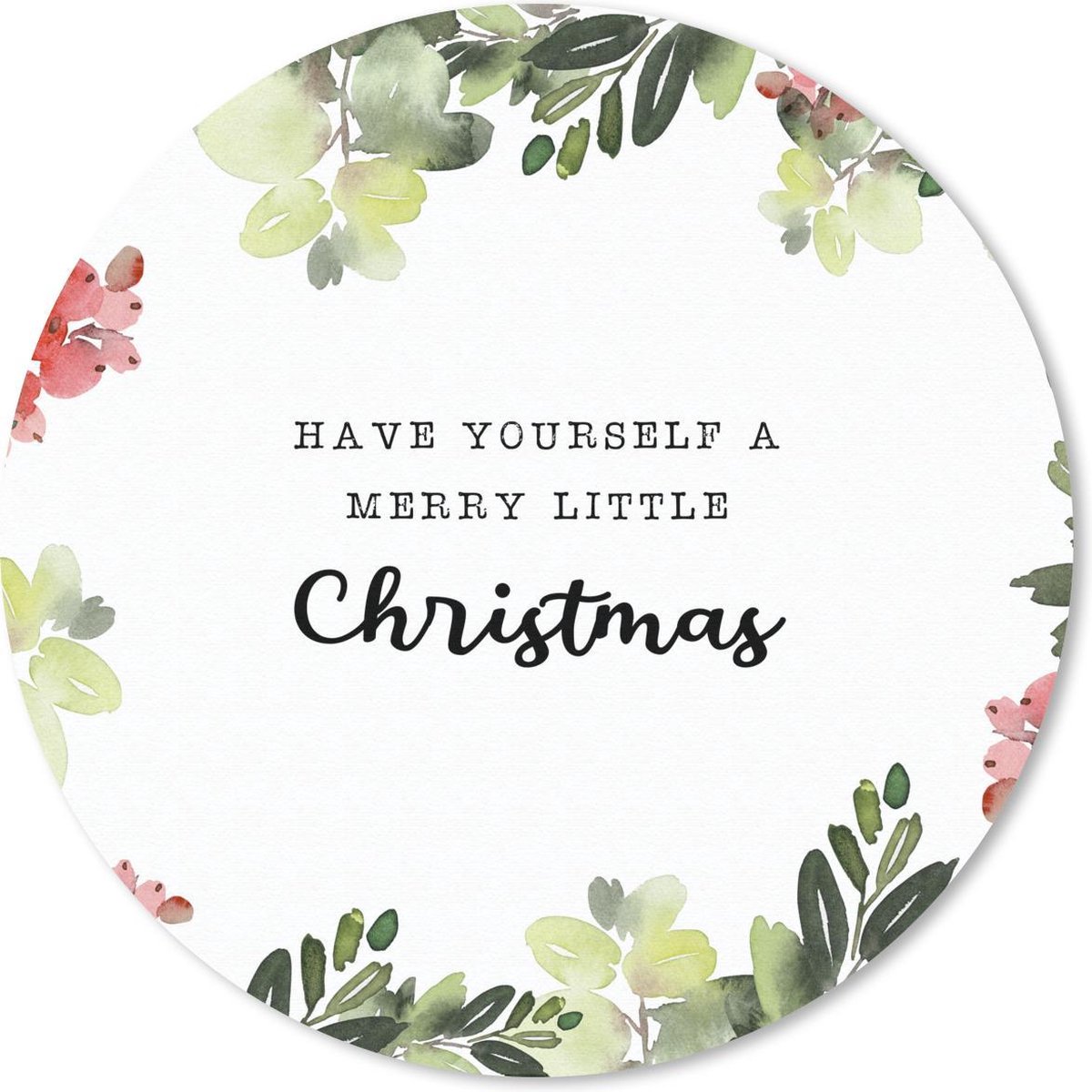 Muismat rond 40x40 cm - Mousepad Kerst - Quote - Waterverf - Ronde muismatten - Kerst - Cadeau - Kerstcadeau voor mannen en voor vrouwen