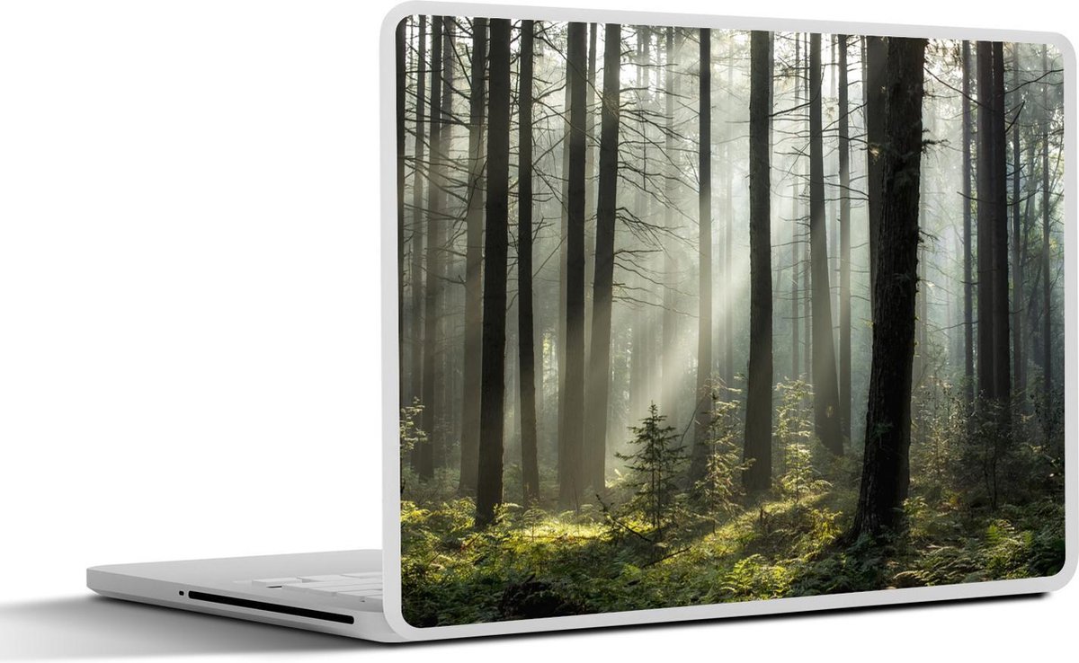Laptop sticker - 14 inch - Bos - Planten - Mist - 32x5x23x5cm - Laptopstickers - Laptop skin - Cover