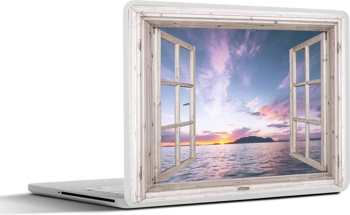 Laptop sticker - 13.3 inch - Doorkijk - Zee - Eiland - 31x22,5cm - Laptopstickers - Laptop skin - Cover