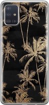 Samsung A71 hoesje siliconen - Palmbomen | Samsung Galaxy A71 case | zwart | TPU backcover transparant