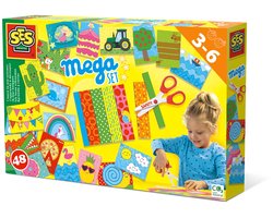 SES Creative - Ik Leer Knippen Mega Set - Montessori Speelgoed - 48 Knipvellen en Veilige Schaar - Knutselpakket voor kinderen vanaf 3 jaar