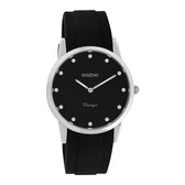 OOZOO Vintage series - zilverkleurige horloge met zwarte rubber band - C20177 - Ø38