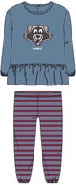 Woody pyjama meisjes/dames - blauw - wasbeer - 212-1-WPG-V/858 - maat 116