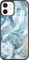 iPhone 12 hoesje glass - Marble sea | Apple iPhone 12  case | Hardcase backcover zwart