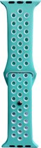 Hidzo Horlogebandje - Geschikt voor Apple Watch Series 1/2/3/4 - 42MM / 44MM - Siliconen - Turquoise/Wit