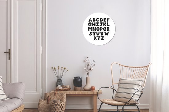 Illustration alphabet avec lettres décorées et noires Plaque murale en plastique - ⌀ 30 cm - peinture ronde - impression photo sur cercle mural en plastique (forex) / cercle vivant / (décoration murale)