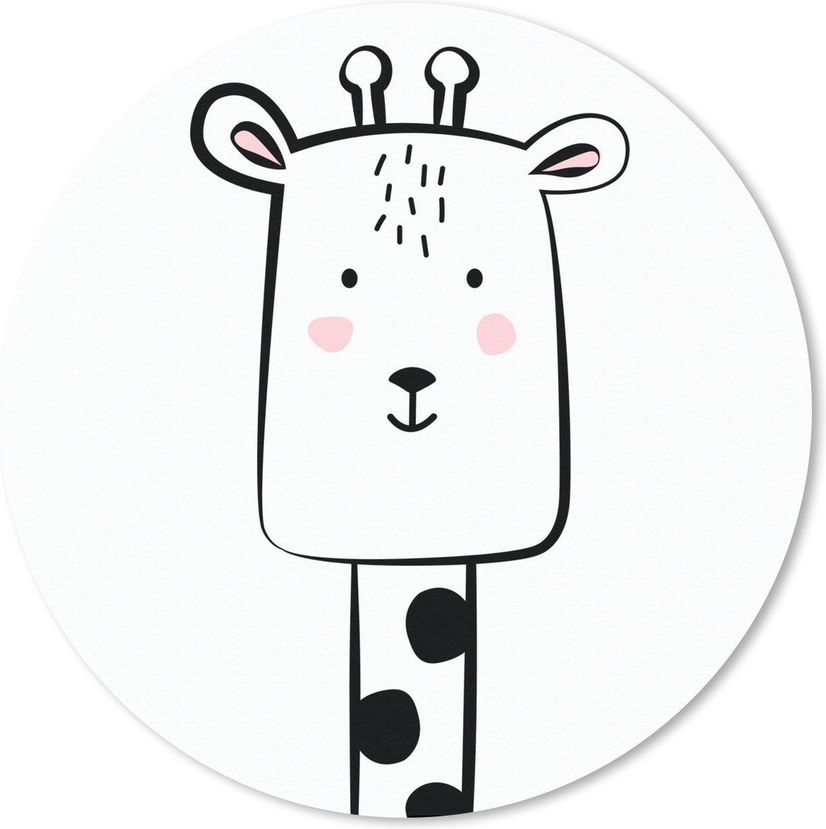 Muismat rond 30x30 cm - Mousepad Giraffe - Dier - Wit - Ronde muismatten