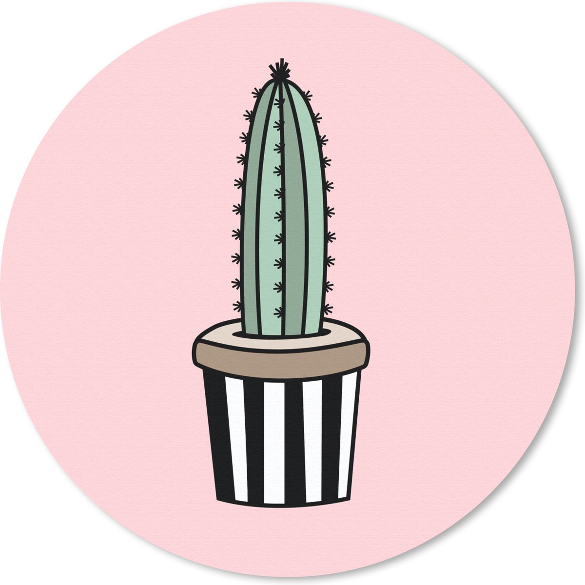 Muismat rond 30x30 cm - Mousepad Cactus - Design - Bloempot - Roze - Ronde muismatten