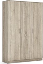 Kledingkast Loek Sonoma - Breedte 120 cm - Hoogte 180 cm - Diepte 54 cm - Met planken - Met openslaande deuren