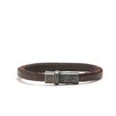 Josh Vintage Heren Armband Leer;Metaal - Bruin