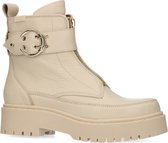 Manfield - Dames - Beige leren buckle boots - Maat 38