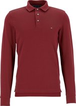 Tommy Hilfiger 1985 slim long sleeve polo - donkerrood (Regatta Red) -  Maat: XL