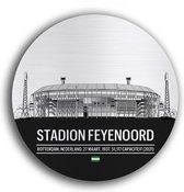 Stadion Feyenoord muurcirkel premium – Voetbalstadion wanddecoratie – Dibond Butler Finish muurcirkel – zwart wit 40cm