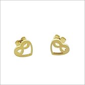 Aramat jewels ® - Oorbellen hart met infinity goudkleurig chirurgisch staal 10mm x 8mm