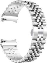 SmartphoneClip® Metaal Schakel Bandje Zilver geschikt voor Samsung Galaxy Watch 4 & Galaxy Watch 5