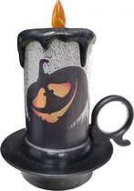 Carnival Toys Kaars Pompoen Led 8 Cm Zwart/zilver/oranje