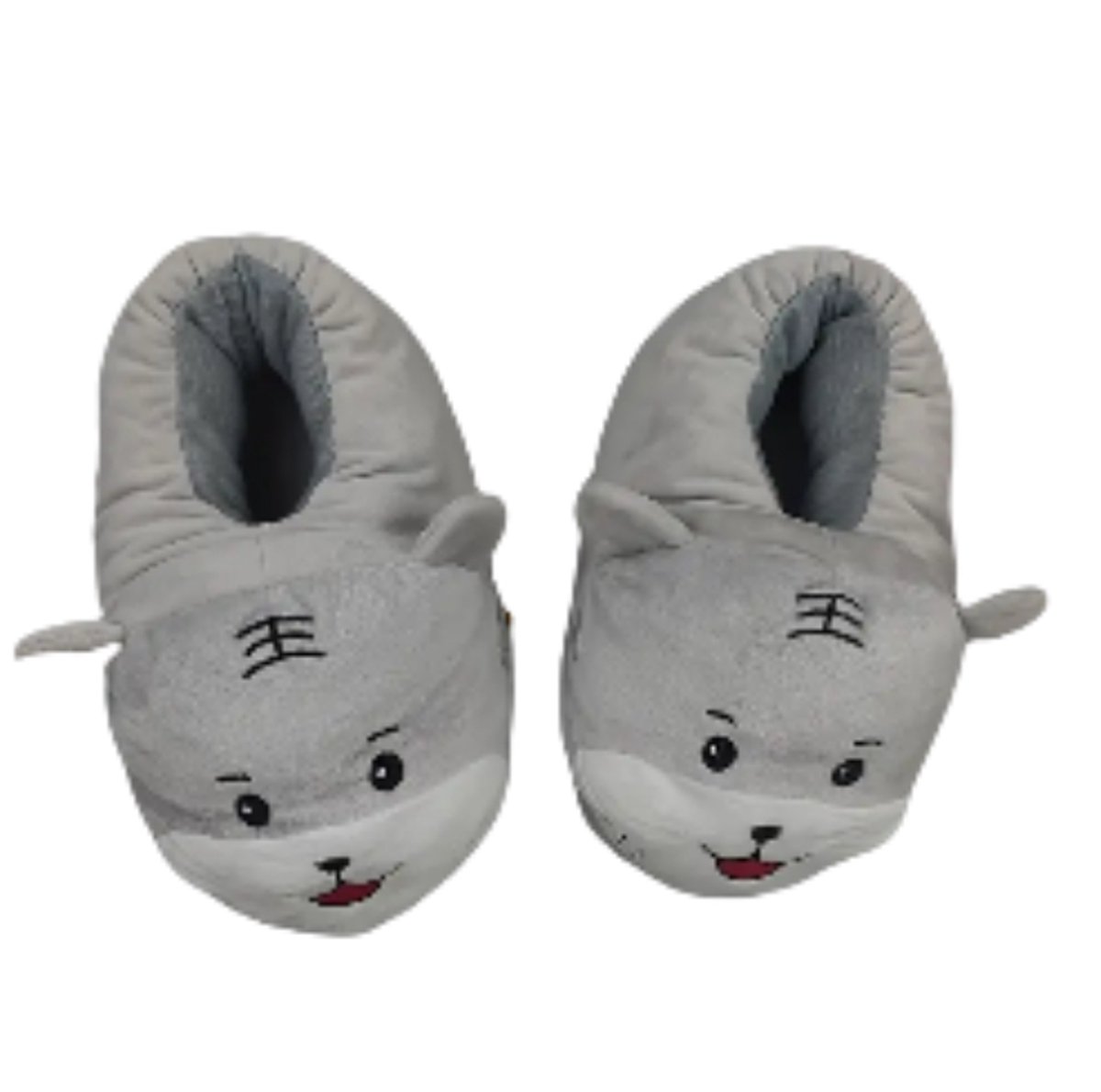 Grappige pantoffels | Grijze Honden sloffen | One size fits all maat 34 t/m 40 voor Kinderen, Dames en Heren | Pantoffel dierensloffen | Pluche dierenpantoffels | zachte binnenschoenen | Sloffen en Pantoffels maat 32, 33, 34, 35, 36, 37, 38, 39, 40