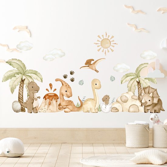 Muursticker baby dino's | cartoon dieren | Stickers zelfklevend | Kinderkamer |Babykamer | slaapkamer | Meisje | Jongen | Huis inrichting | Stickerkamer®
