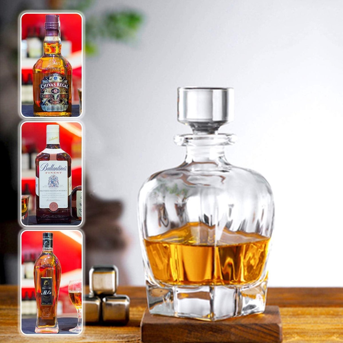 5 Stks/set Water Potten Glazen Karaf Set Houten De... - Vicedeal