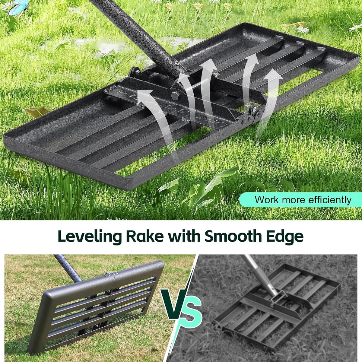 Rateau De Nivellement De Pelouse Pelouse Râteau Niveleur Anwicar - 120x30cm  Pour Pelouse Parfaite Gazon A Semer Râteau De Nivellement