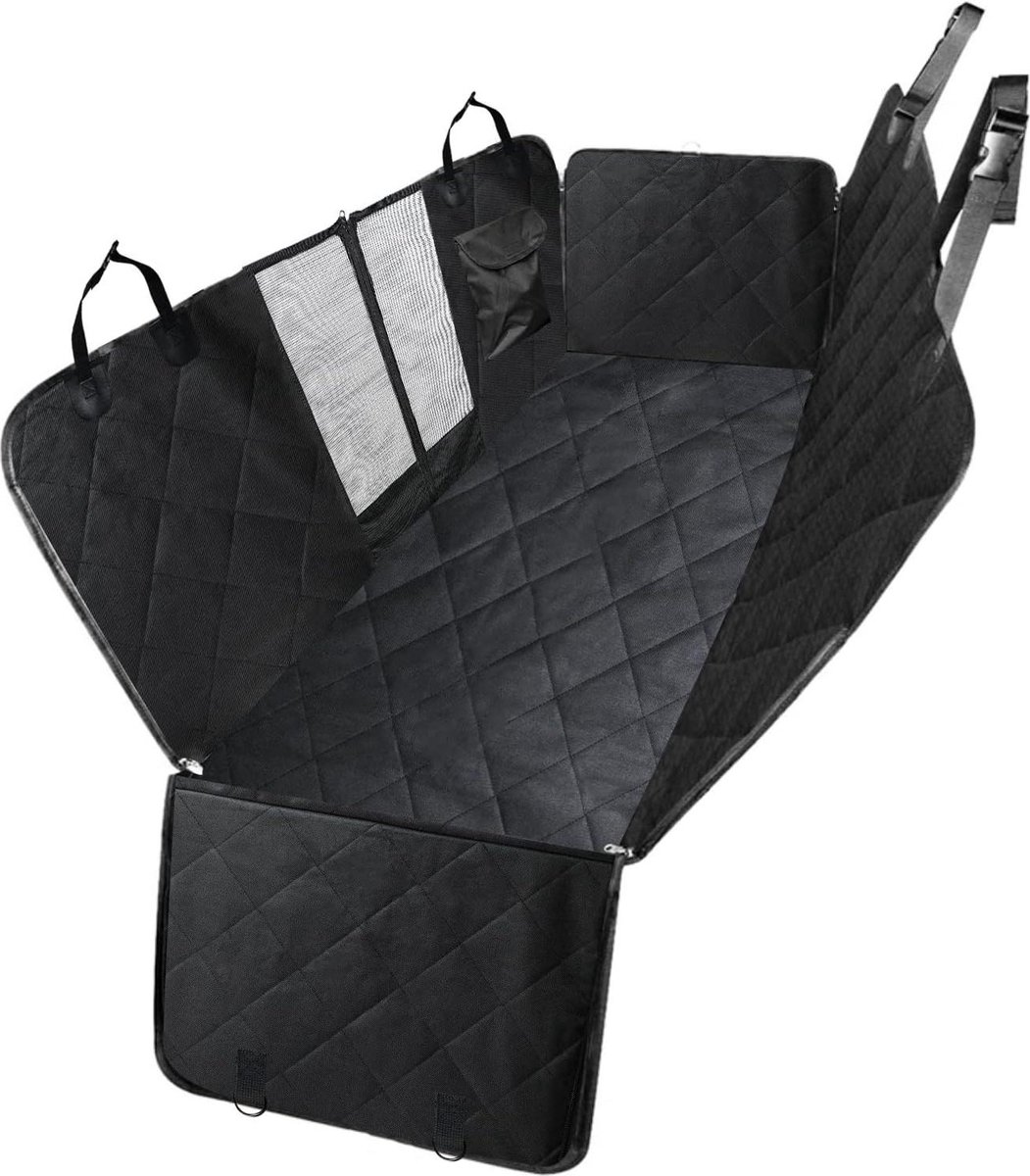 Image of Achterbank hondenautostoelhoes waterdicht - antislip hondenstoelhoezen - auto hondenautohangmat - krasbestendige autostoelbeschermer met gaasvenster - voor auto's vrachtwagens
