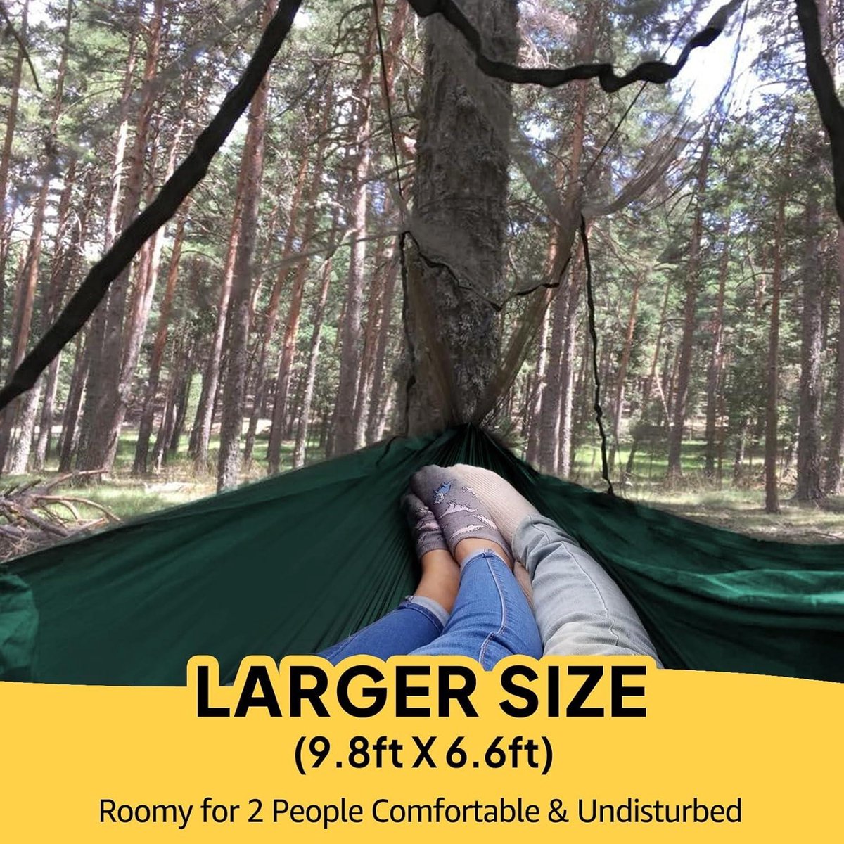 NatureFun Ultralicht Muggennet Hangmat – 300 X 200 Cm, 210T Parachutenylon, Draagkracht 300 Kg, Incl. 2 Carabiner En 4 Lussen