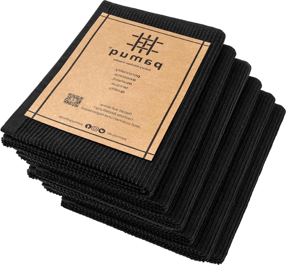 Zwart effen theedoeken katoen 100% set van 6 - 50x70cm - keukendoeken keukendoeken