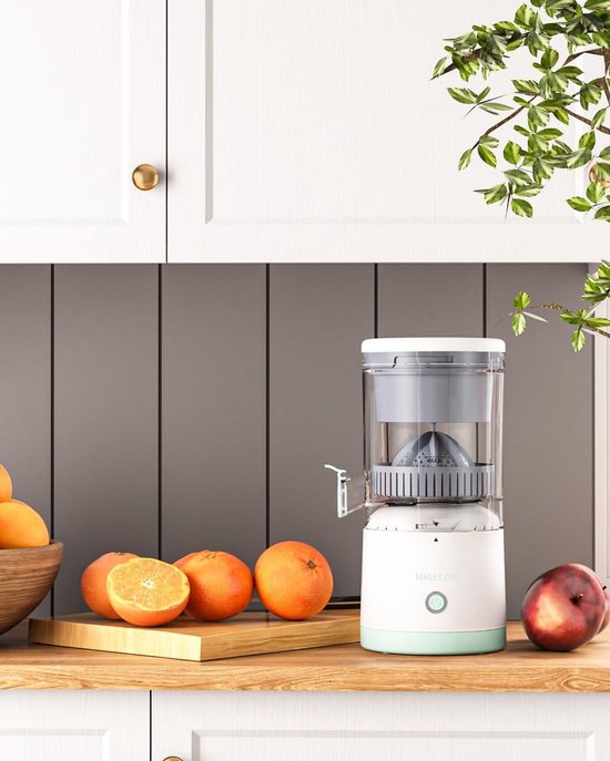 Elektrische sapcentrifuge citruspers - USB oplaadbaar draagbaar - druppelfunctie - sinaasappel citroen grapefruit - reinigingsborstel - wit — afbeelding 4