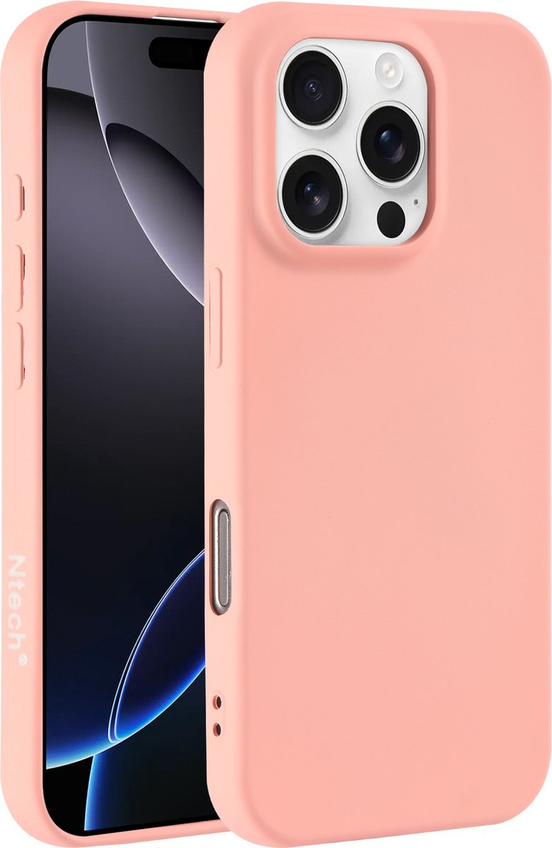 Hoesje Geschikt voor iPhone 16 Pro – Zacht siliconen liquid backcover – Licht Roze