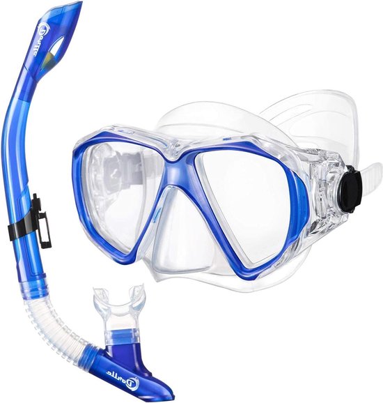 Foto: Duikbril snorkelset voor volwassenen met anti lek en anti condens snorkel dry snorkelmasker