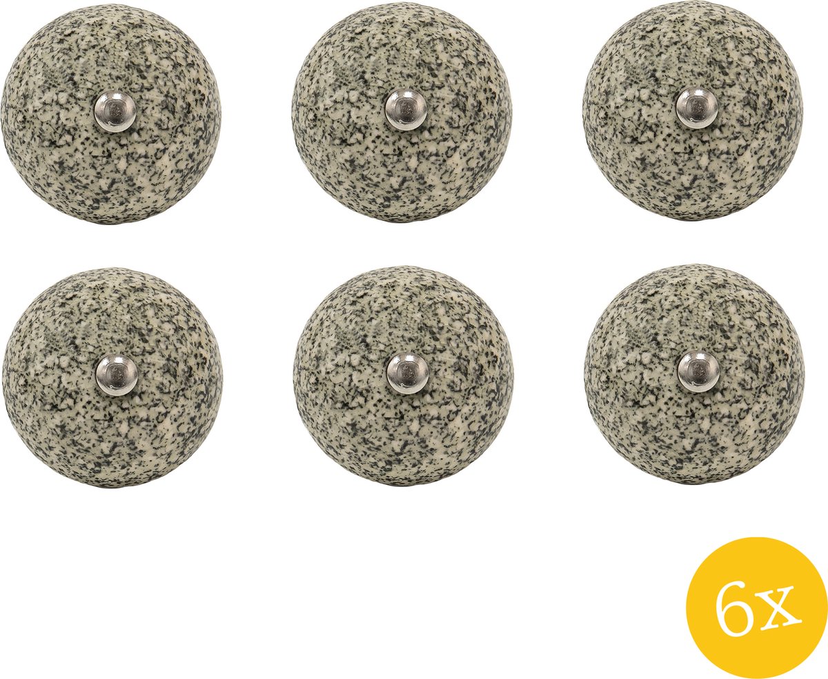 Deurknop set van 6 stuks Ø 4 cm Zwart Keramiek Meubelknop