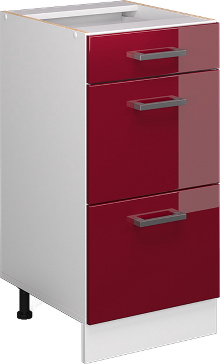 Vicco R-Line Universele onderkast – 40 cm met laden, zonder werkblad Bordeauxrode hoogglan