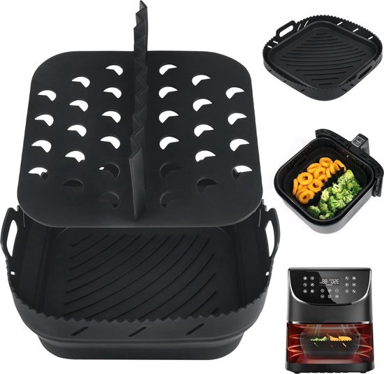 Pipihome Siliconen Pot Voor Ninjas Dual Air Fryer, 2PCS Siliconen